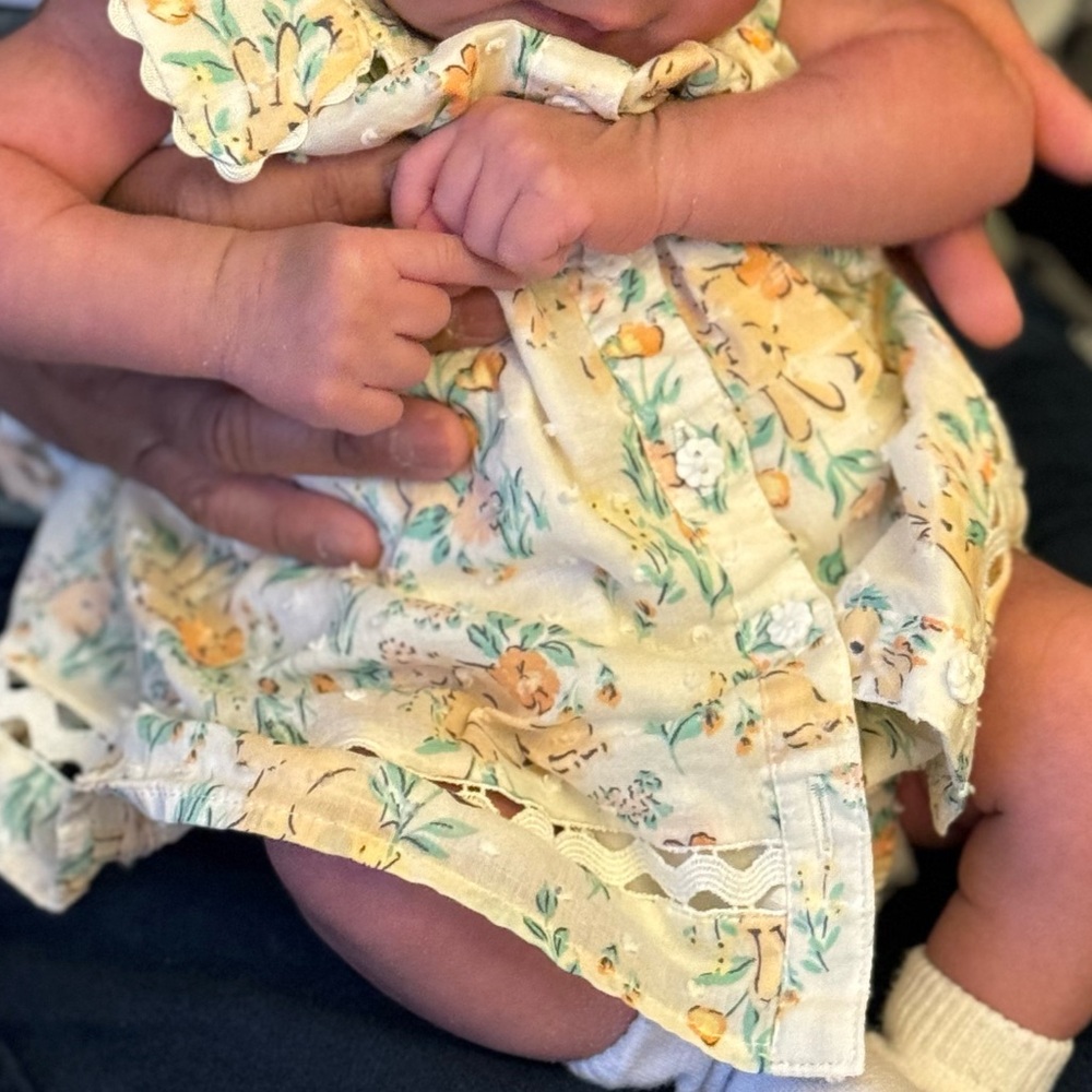 Floral Baby Dress with Matching Shoes - Picture 3 of 3